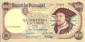 Portugal, 500 Escudo, P170b Sign.1