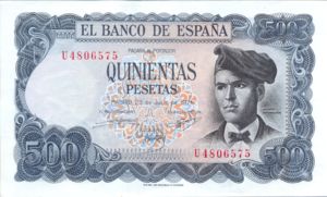 Spain, 500 Peseta, P153a