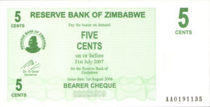 Zimbabwe, 5 Cent, P34, RBZ B25a