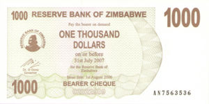 Zimbabwe, 1,000 Dollar, P44, RBZ B35a