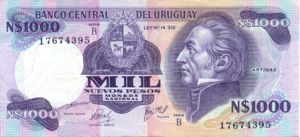 Uruguay, 1,000 New Peso, P64b