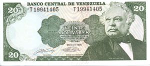 Venezuela, 20 Bolivar, P63b v2