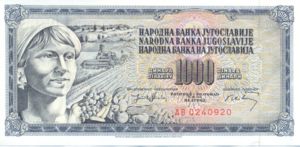 Yugoslavia, 1,000 Dinar, P86