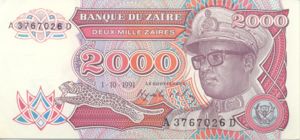 Zaire, 2,000 Zaire, P36a