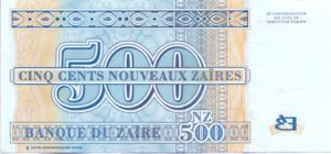 Zaire, 500 New Zaire, P65a