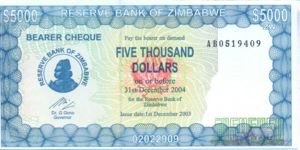 Zimbabwe, 5,000 Dollar, P21c