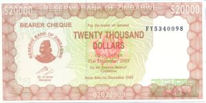 Zimbabwe, 20,000 Dollar, P23f
