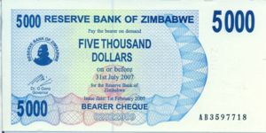 Zimbabwe, 5,000 Dollar, P45