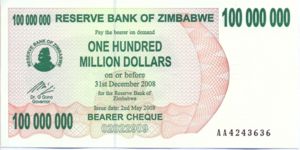 Zimbabwe, 100,000,000 Dollar, P58