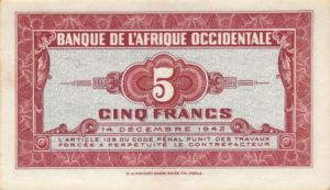 French West Africa, 5 Franc, P28a