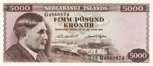 Iceland, 5,000 Krone, P47a Sign.2