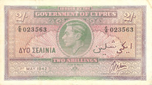 Cyprus, 2 Shilling, P21 v5
