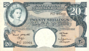 East Africa, 20 Shilling, P43a