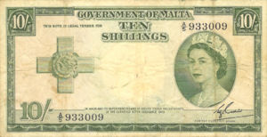 Malta, 10 Shilling, P23a