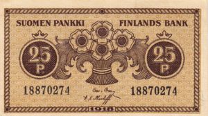 Finland, 25 Penniä, P33 Sign.2