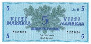 Finland, 5 Markka, P106A Sign.3