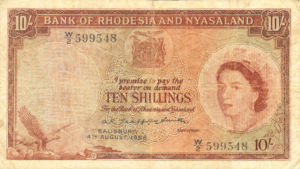 Rhodesia and Nyasaland, 10 Shilling, P20a v3