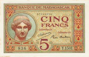 Madagascar, 5 Franc, P35 Sign.2