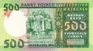 Madagascar, 100/500 Ariary/Franc, P64a