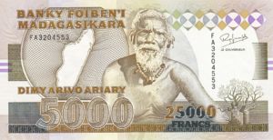 Madagascar, 5000/25000 Ariary/Franc, P74A v2
