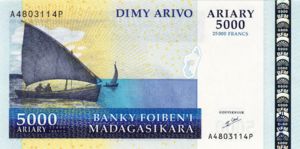Madagascar, 5000/25000 Ariary/Franc, P91a