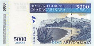 Madagascar, 5000/25000 Ariary/Franc, P91a