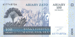 Madagascar, 100/500 Ariary/Franc, P86a