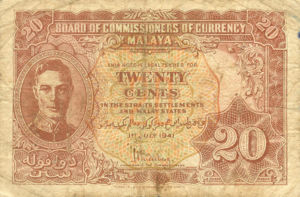 Malaya, 20 Cent, P9b