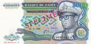 Zaire, 5,000 Zaire, P37s