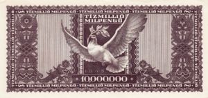 Hungary, 10,000,000 Milpengo, P129