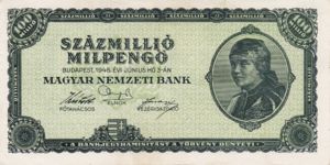 Hungary, 100,000,000 Milpengo, P130