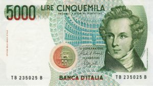 Italy, 5,000 Lira, P111b