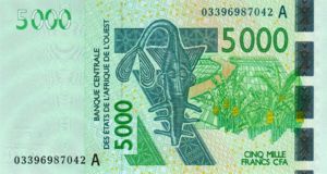 West African States, 5,000 Franc, P117Aa