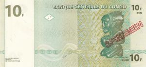 Congo Democratic Republic, 10 Franc, P87s