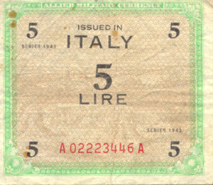 Italy, 5 Lira, M12b