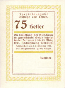 Austria, 75 Heller, FS 196IIk