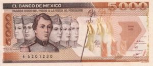 Mexico, 5,000 Peso, P88b Sign.1