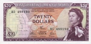 East Caribbean States, 20 Dollar, P15e Sign.5