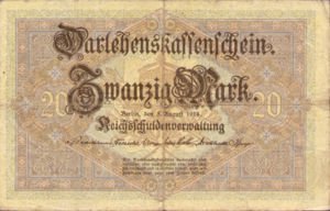 Germany, 20 Mark, P48b, B121a