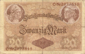 Germany, 20 Mark, P48b, B121a