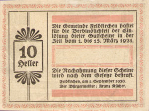 Austria, 10 Heller, FS 196a