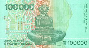 Croatia, 100,000 Dinar, P27a