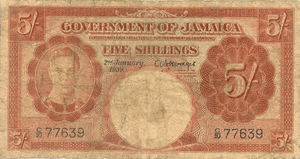 Jamaica, 5 Shilling, P37aV1