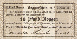 Germany, 10 Pfund Roggen, H029b