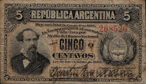 Argentina, 5 Centavo, P5 Sign.2