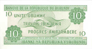 Burundi, 10 Franc, P33e v2