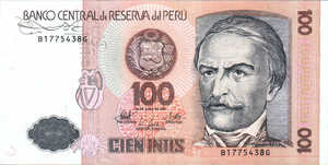 Peru, 100 Intis, P133