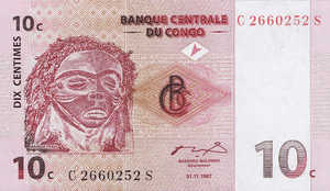 Congo Democratic Republic, 10 Centime, P82a