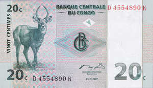 Congo Democratic Republic, 20 Centime, P83a