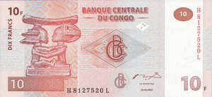 Congo Democratic Republic, 10 Franc, P93a